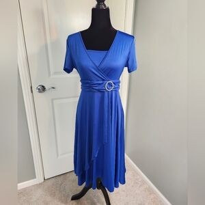 Elegant Blue Wrap Dress